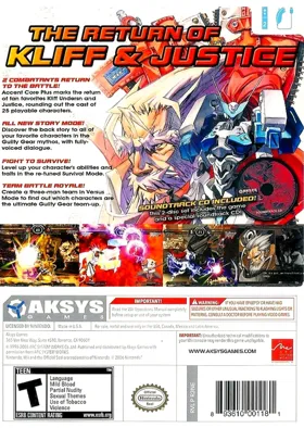 Guilty Gear XX Accent Core Plus box cover back